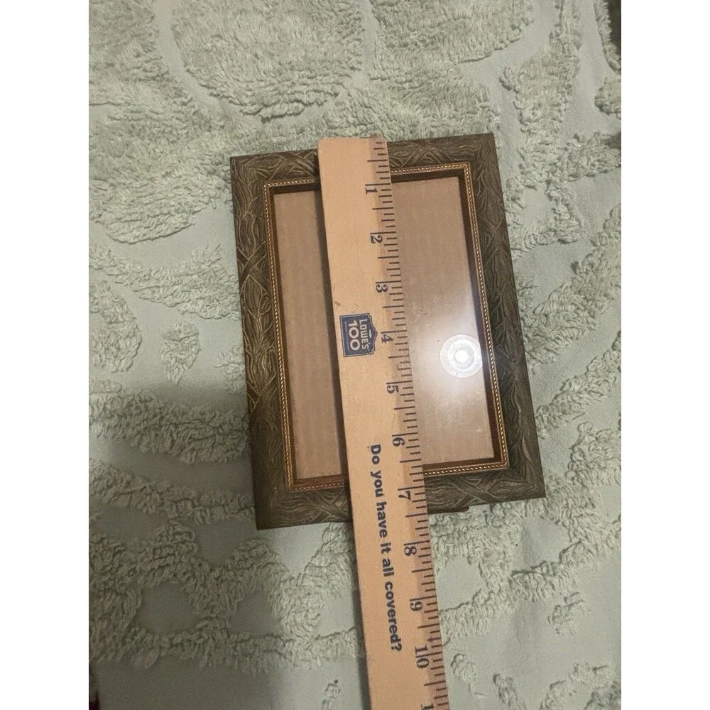Vtg Ornate Green Bronze Patina Metal Leaf Vine Picture Frame 4x6 Tabletop Velvet